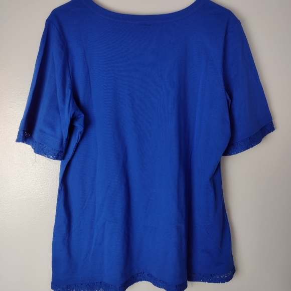 PRICE DROP Royal Blue Short Sleeve Tee with Lace Detail Size XL - Picture 7 of 8